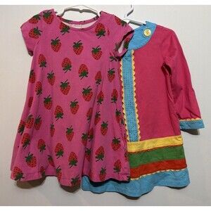 Hanna Anderson Sz 100 Sz 4 Knit Play Dress Jumpers Lot of 2 Cotton